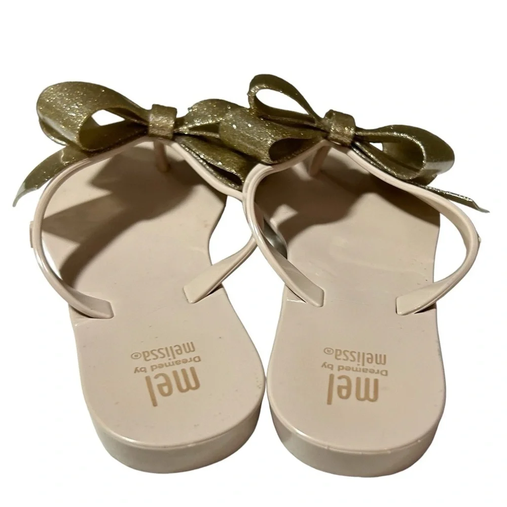 Mel Melissa Size 1 Kid Harmonic Bow III Sandal Beige Gold Glitter